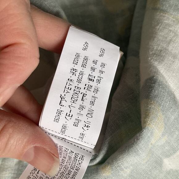 Zara Top Linen blend oversize shirt top Beach Boho Paisley Coastal Women's L - Picture 11 of 12